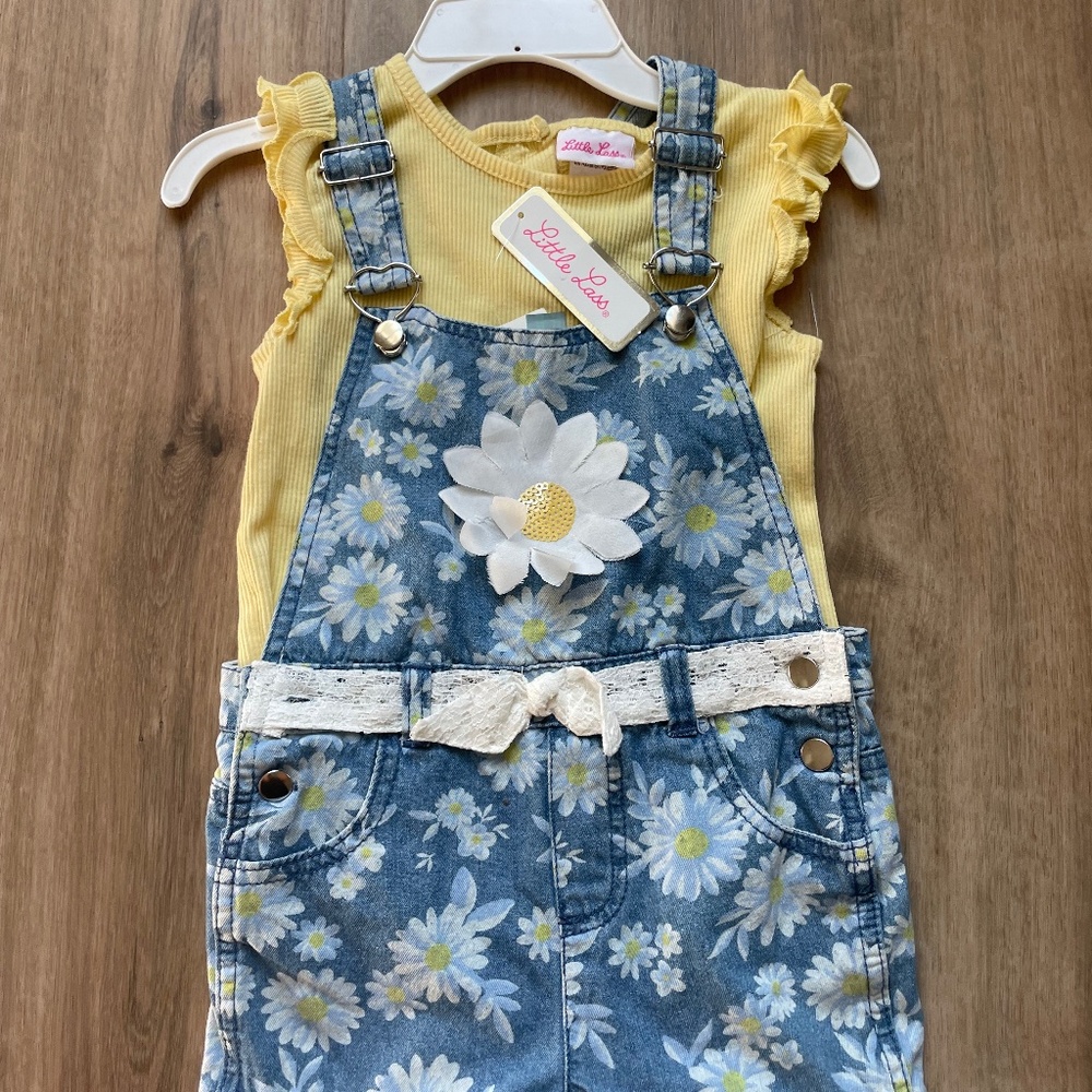 NWT Girls floral overalls